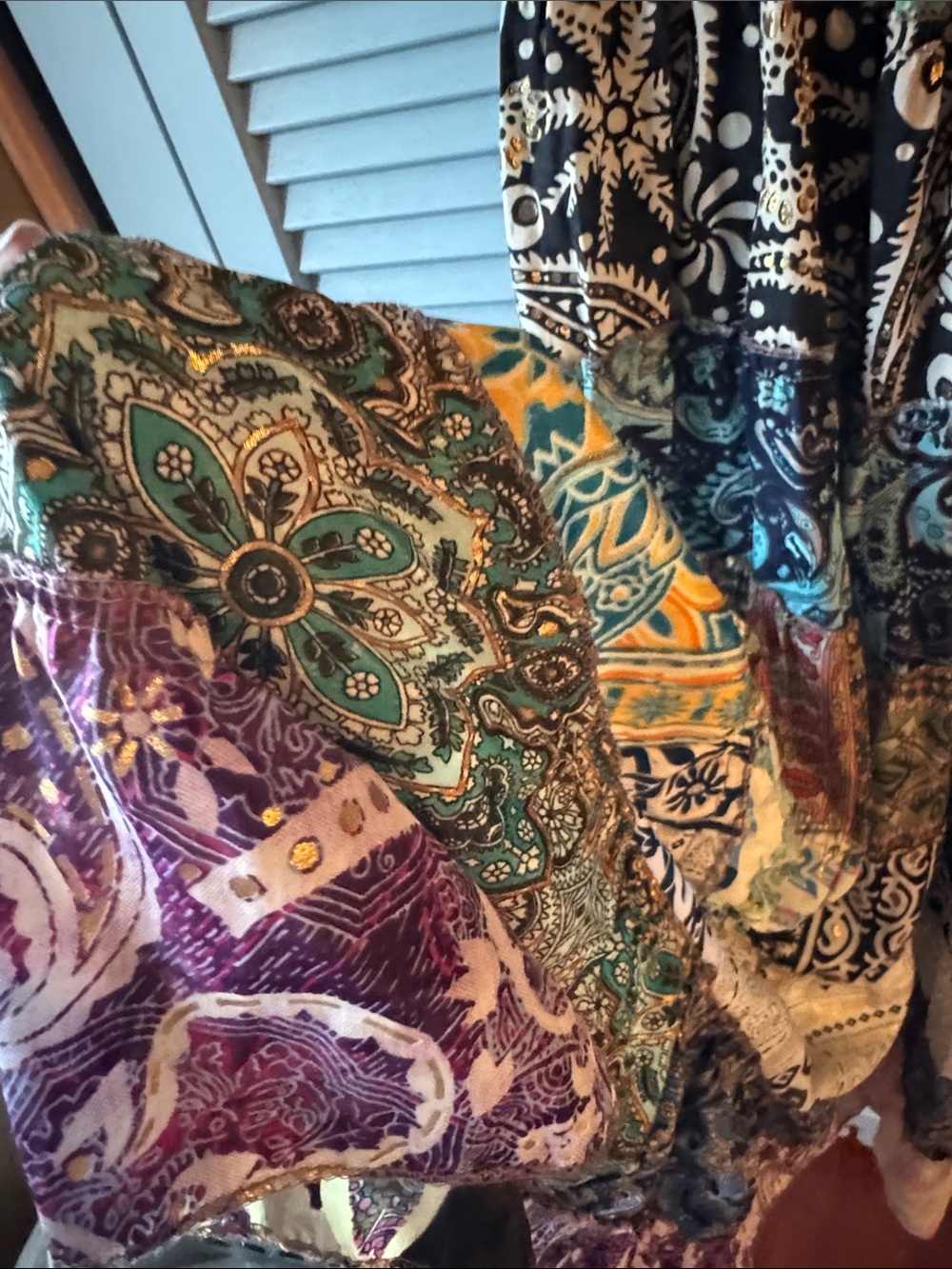 Bohemian Patchwork Maxi Skirt in Multicolor-handmade in India - Picture 3 of 6